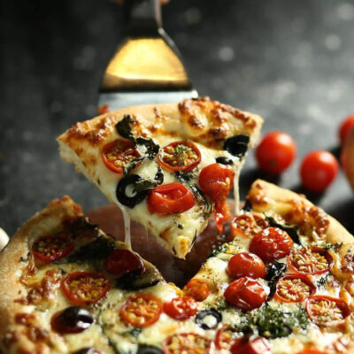 pizza porcion queso fundido verduras - Editada